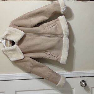 Hawke & Co Girls Faux Suede Faux Fur Trimmed/Lined Winter Jacket/Coat Size 10-12